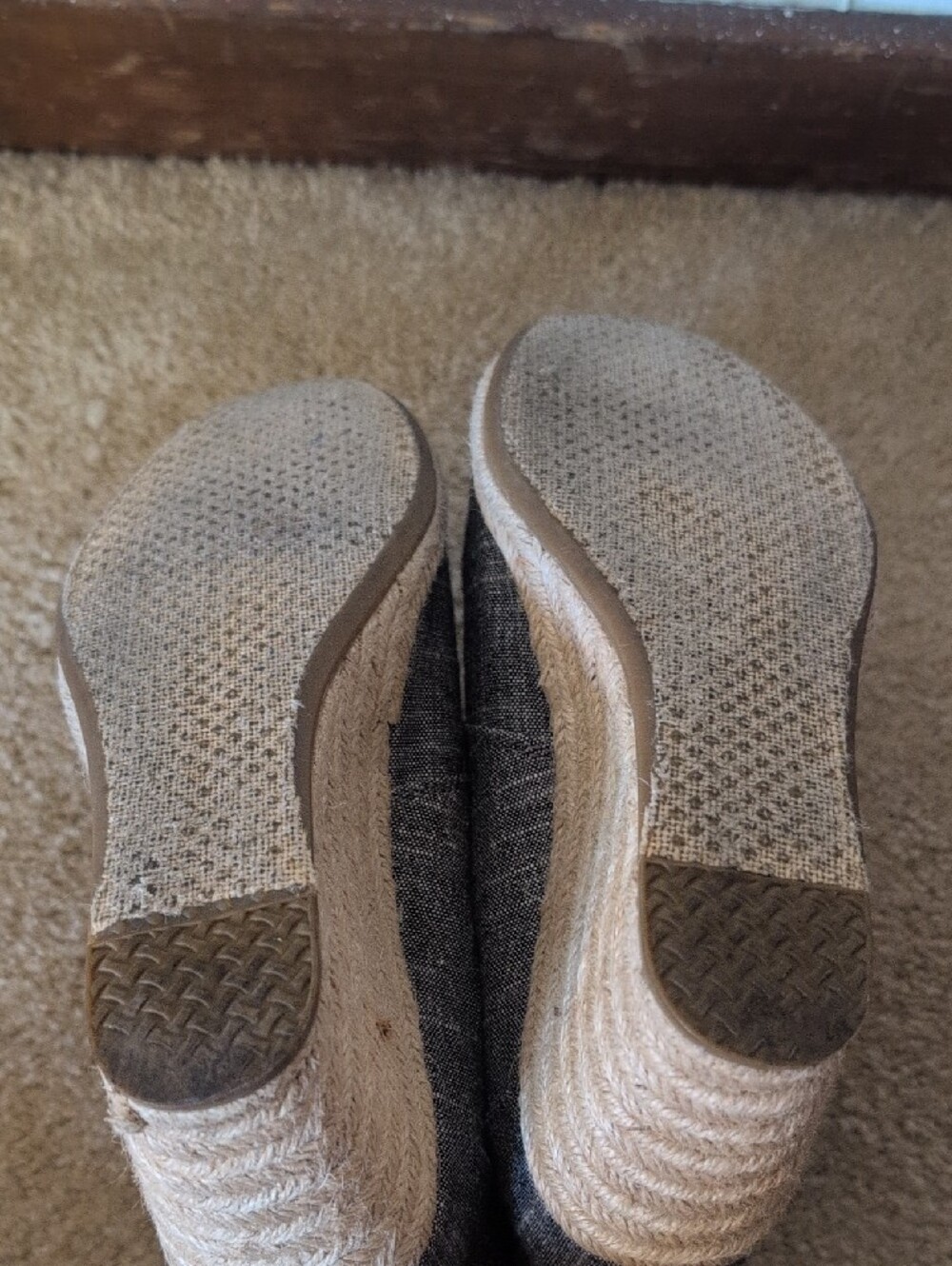 Toms Gray Lace-Up Wedge Oxfords Toms Desert Wedge Black Chambray Women - Picture 9 of 10